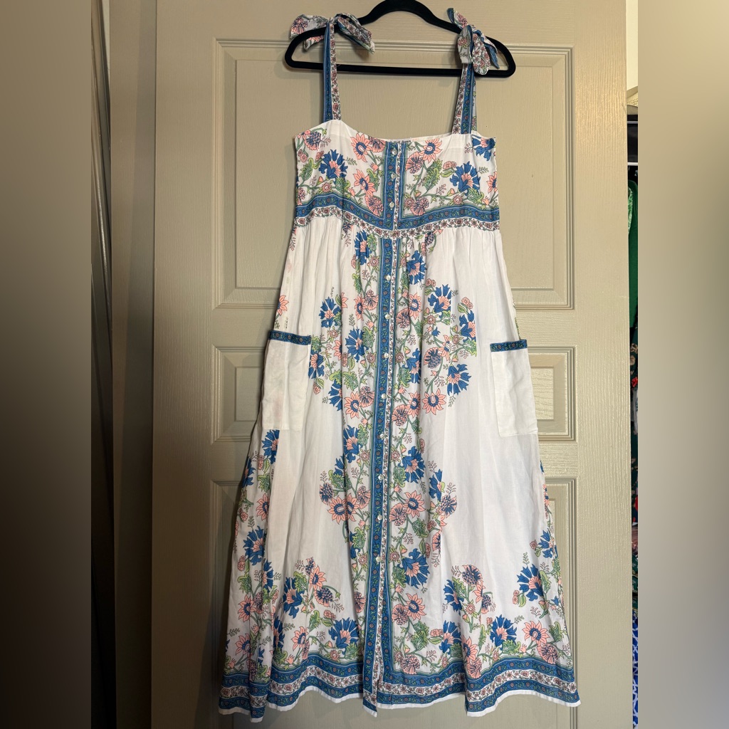 Juliet Dunn Tie Shoulder Dress In Rose Border - Size 1 — image 7 of 8
